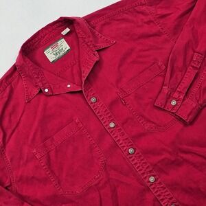 Levi's Button Down Shirt Mens‎ XL Red Canvas Workwear Utility Vintage  Western
